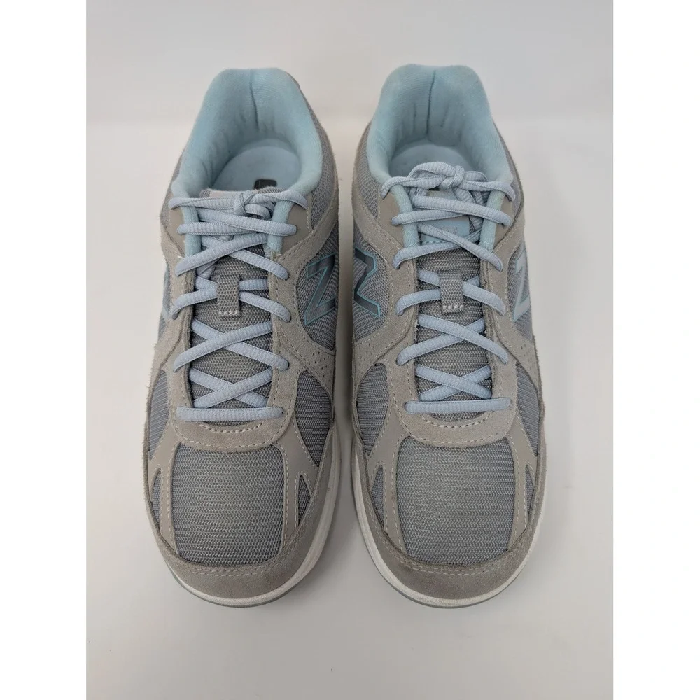 New Balance 877 Walking Shoes Womens 9 Grey Blue Suede Mesh Sneakers VERY NICE!